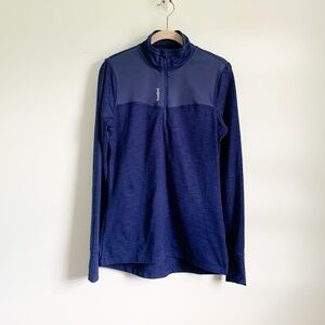 Reebok Blue Long Sleeve Quarter Zip Athletic Top
